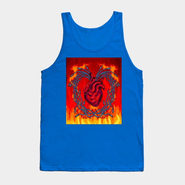Flames Burning Heart On Fire Tank Top by flofin